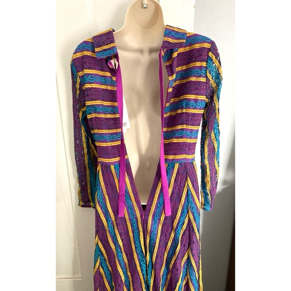 NEXIIA STYLEWE Lace Long-Sleeved Midi Dress Multicolored Stripes NEW - Picture 11 of 16